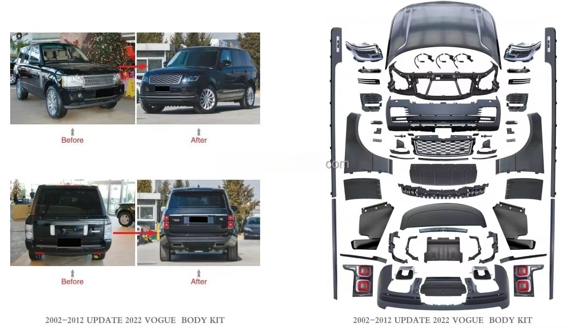 For RR vogue 2002-2012 Upgrade to 2018-2022 OE Style  Front and Rear Bumper Completely Hood  Lights Fenders Body Kit